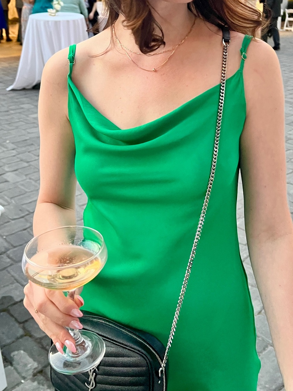 Meshki Emerald Green Cowl Neck Slip Gown sz small